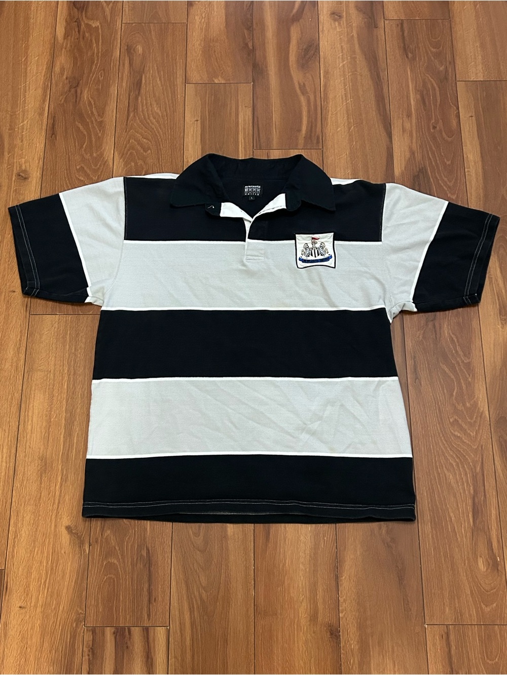Vintage Castle United Men’s Polo Shirt White & Black Size L Rare Cotton Polo